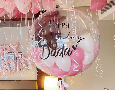 💕粉色系生日房间布置🎈吸顶氦气球