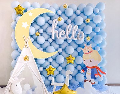 小王子主题蓝色气球背景装饰