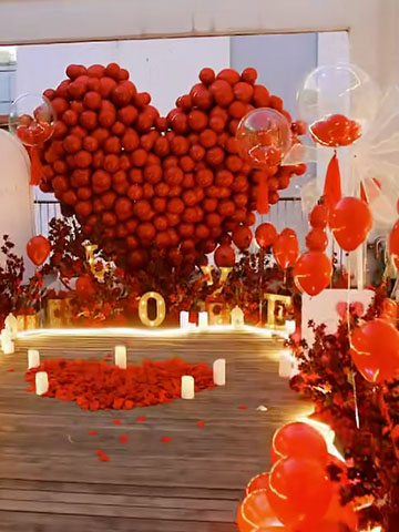 💘非常浪漫的大红色求婚气球布置现场🎈