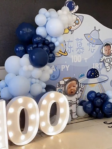 🎉男宝宝一百天的宇航员主题百天宴布置🪐